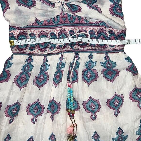 Alicia Bell Hazel Maxi Dress Turquoise Pink Drop Tiered Silk Blend size XS - Picture 9 of 11